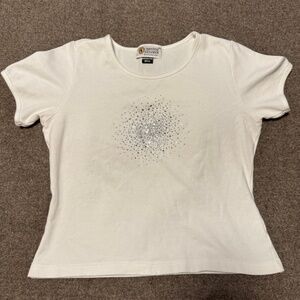 White Christine Alexander Bedazzled T-shirt